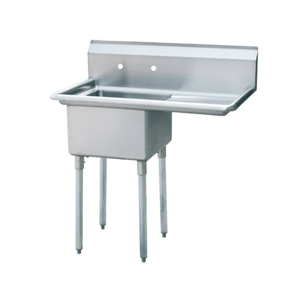 Stainless Steel One Compartment Commercial Sink 16 Gauge with R Drainboards - 24"x24"x14" Bowl