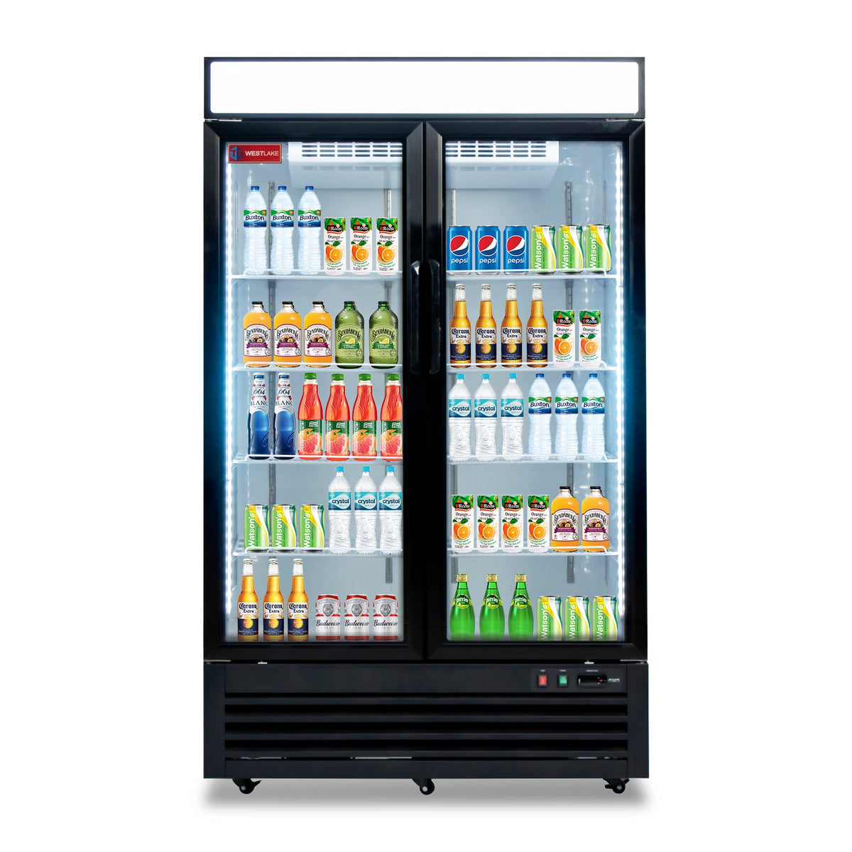 Commercial Refrigerator 2 Glass Door, WESTLAKE 48" W Merchandiser Reach-in Cooler Upright Fridge 36 Cu.ft for Restaurant, Bar, Shop, Retail