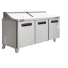 Commercial 72" W 3 Door Refrigerator Sandwich & Salad Prep Table Refrigerator