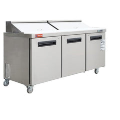 Commercial 72" W 3 Door Refrigerator Sandwich & Salad Prep Table Refrigerator