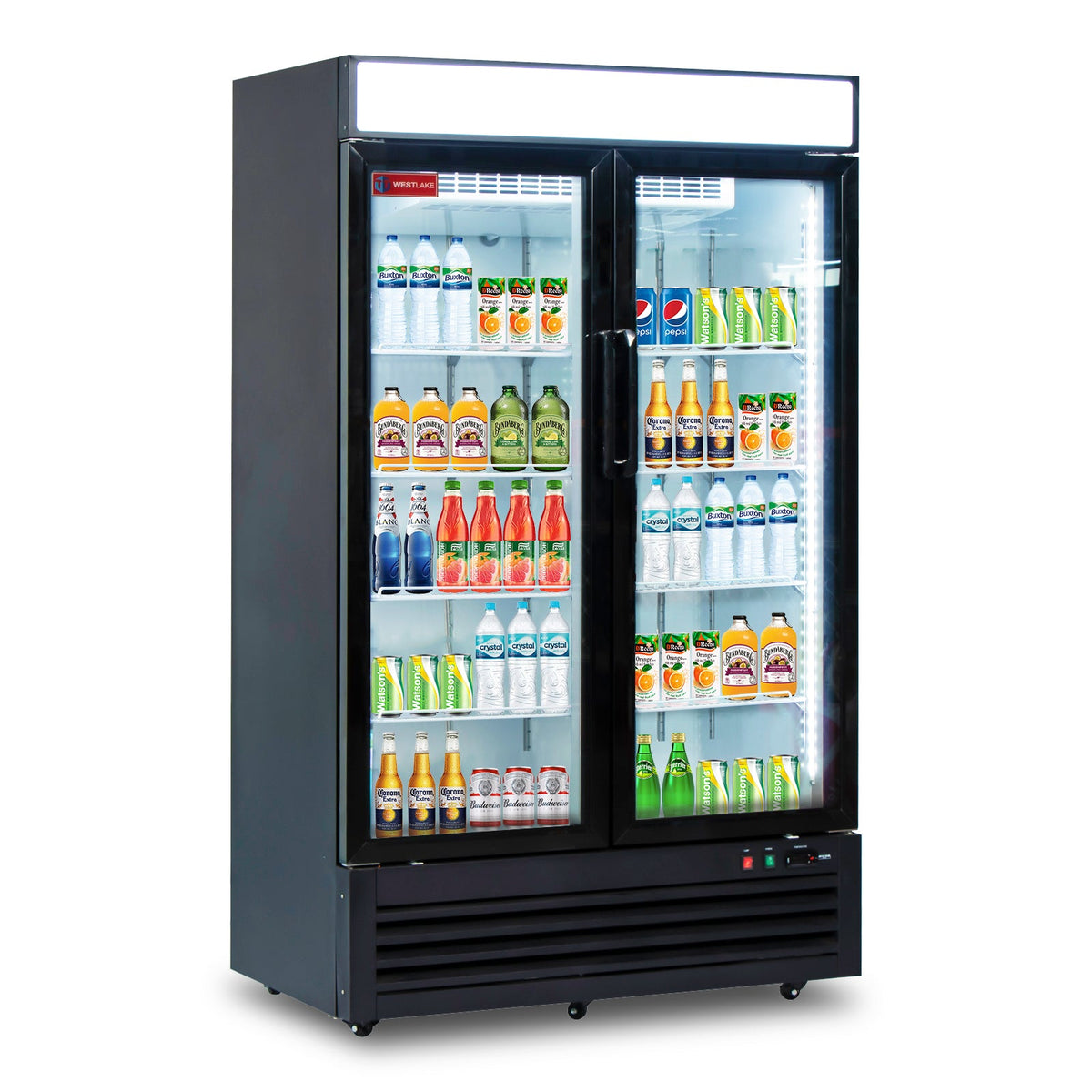 Commercial Refrigerator 2 Glass Door, WESTLAKE 48" W Merchandiser Reach-in Cooler Upright Fridge 36 Cu.ft for Restaurant, Bar, Shop, Retail