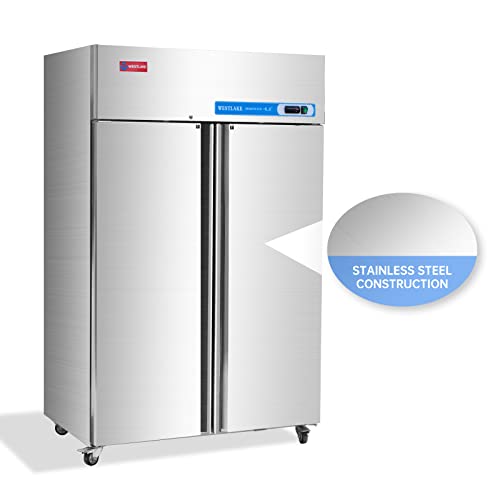 WESTLAKE Commercial Freezer, 48"W 2 door Reach in Solid 36 Cu.ft for Restaurant, Bar, Shop, etc