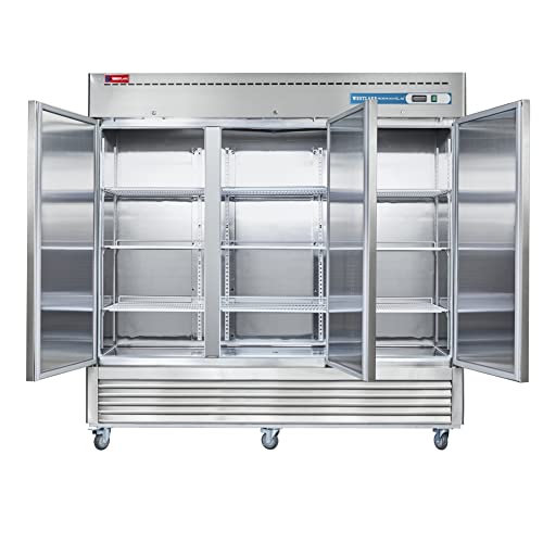 WESTLAKE Commercial Freezer, 82"W 3 Door Reach-in Solid Door Upright 72 Cu.ft for Restaurant, Bar, Shop, etc