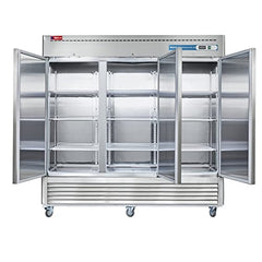 WESTLAKE Commercial Refrigerator, 82" W 3 door Reach in Fridge Solid door Upright Cooler 72 Cu.ft Cooler for Restaurant, Bar, Shop, etc