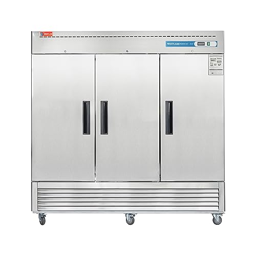 WESTLAKE Commercial Freezer, 82"W 3 Door Reach-in Solid Door Upright 72 Cu.ft for Restaurant, Bar, Shop, etc