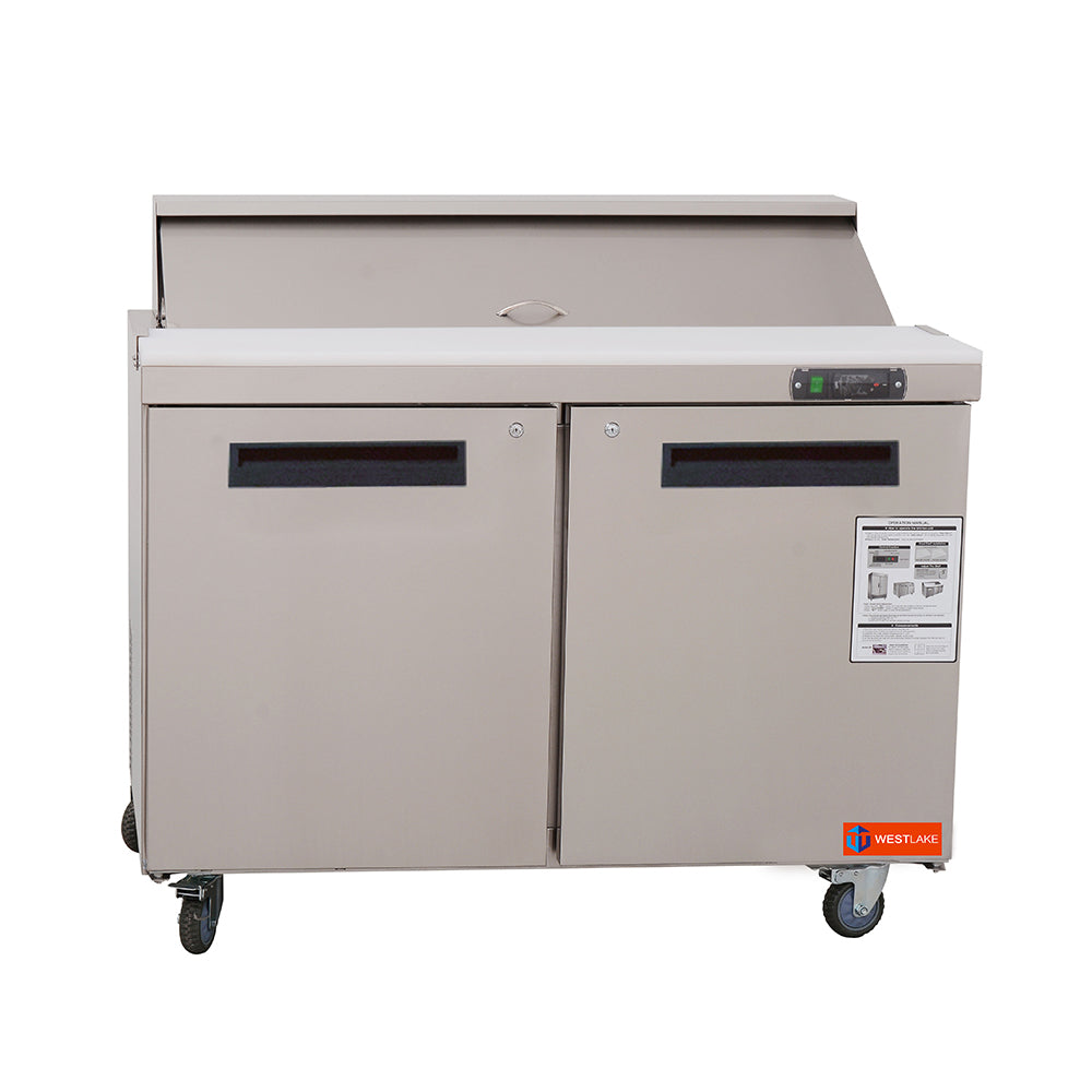 48 inch Salad Sandwich Prep Table Refrigerator, Stainless Steel Food Prep Cooler