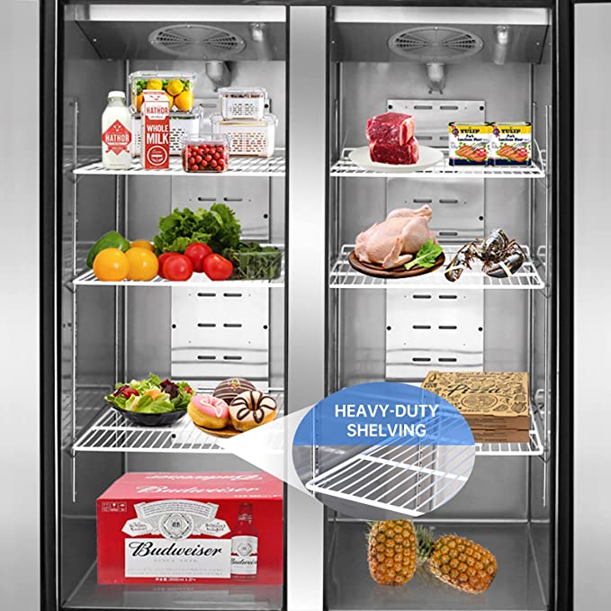 Commercial Refrigerator Freezer Combo, 2 door 36 Cu.ft Reach in Solid door Upright Fridge Freezer Combination