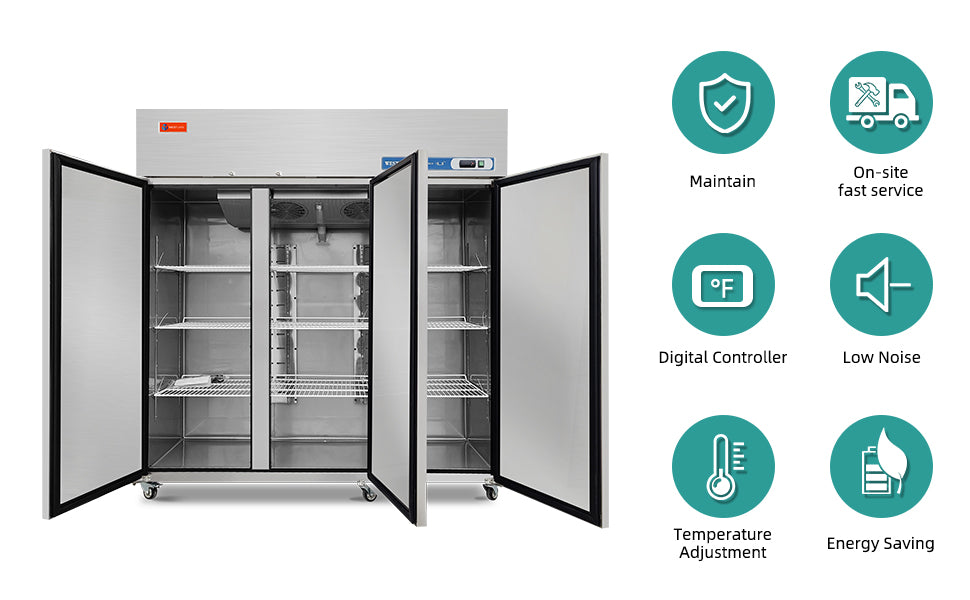 Commercial Reach in Fridge, 3 door 54 Cu.ft  Stainless Steel Commercial Reach in Solid door Upright refrigerator