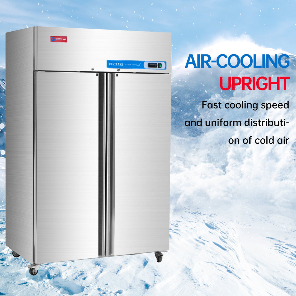 Commercial Reach in Freezer, 2 door 36 Cu.ft Stainless Steel Commercial Reach in Solid door Upright Fan Cooling Freezer