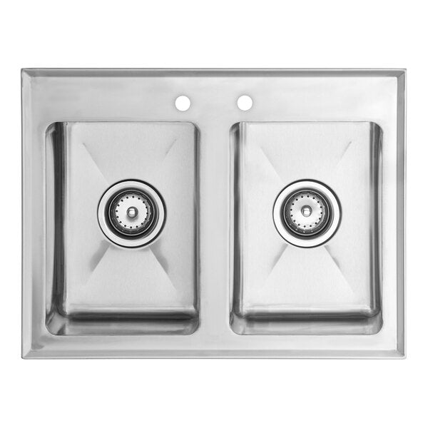 Stainless Steel Drop-in Sink Two Compartment 10"x14"x10"