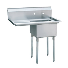 Stainless Steel One Compartment Commercial Sink 16 Gauge with L Drainboards - 10" x 14" x 10" Bowl