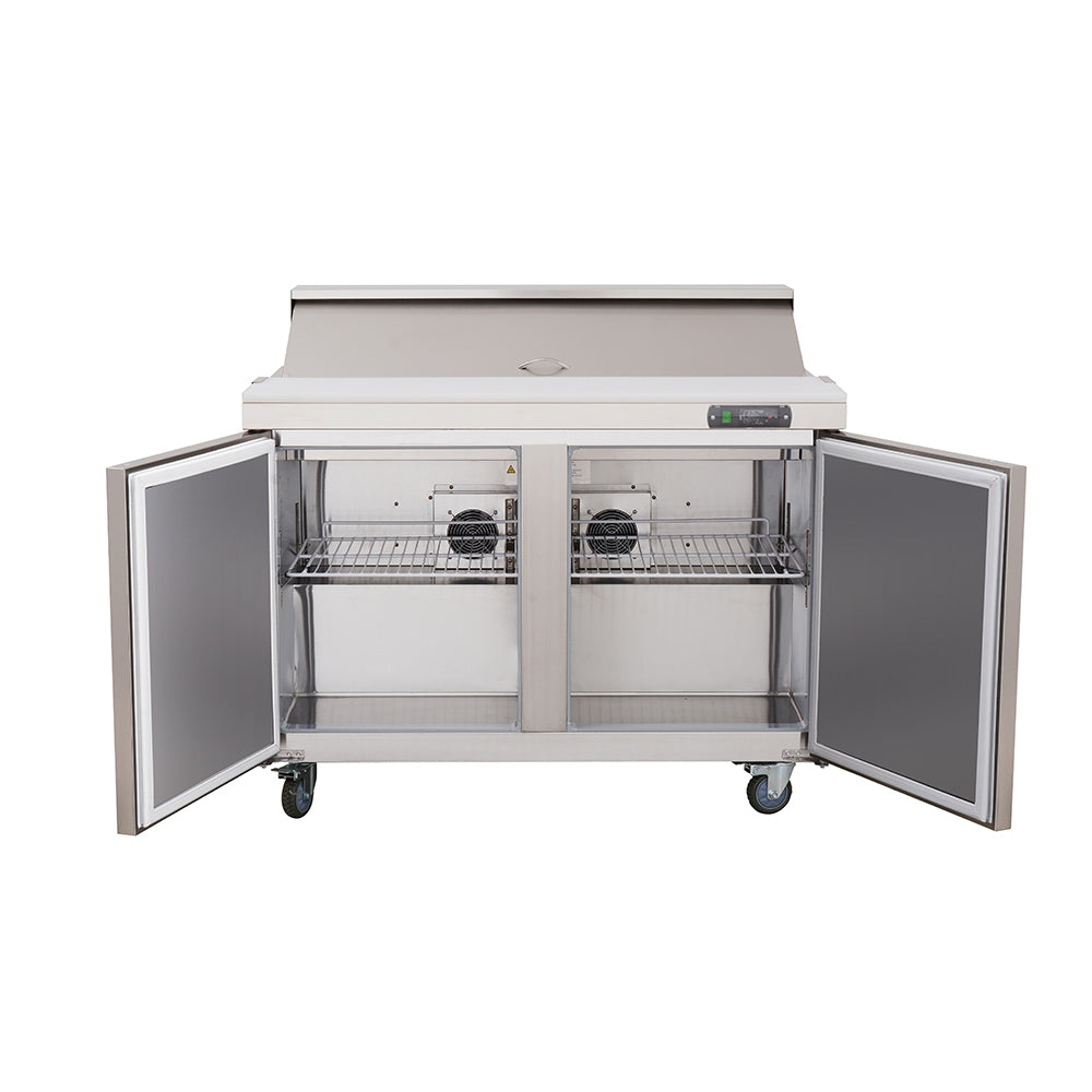 48 inch Salad Sandwich Prep Table Refrigerator, Stainless Steel Food Prep Cooler
