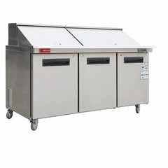 WESTLAKE 72" W 3 Door Refrigerator Sandwich & Salad Prep Table Commercial Mega Top Refrigerator