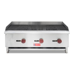 Commercial Charbroiler, WESTLAKE 36" Gas Countertop Radiant Charbroiler 3 Burner Char Broiler- 90,000 BTU
