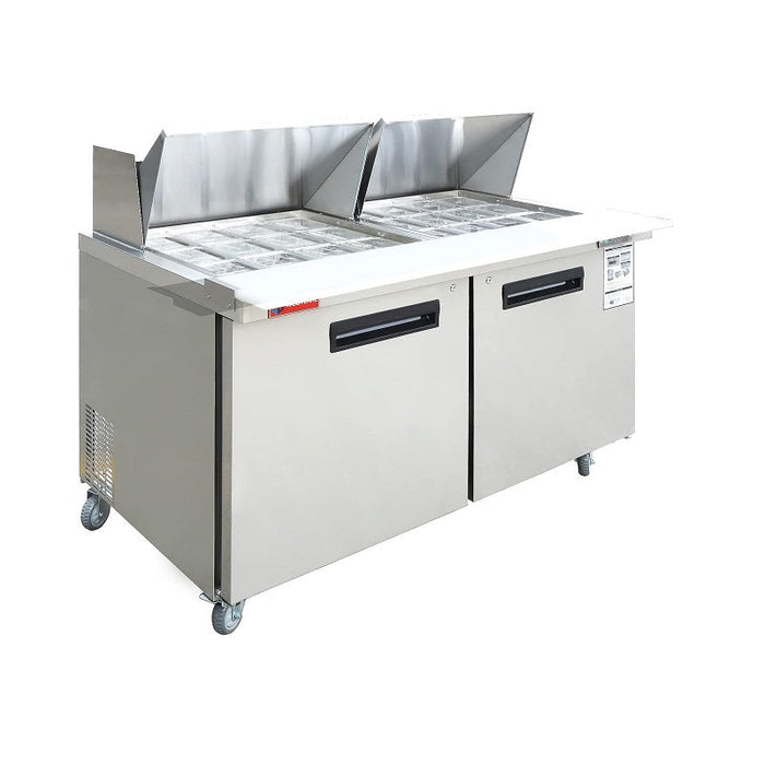 WESTLAKE 60" W 2 Door Refrigerator Sandwich & Salad Prep Table Commercial Mega Top Refrigerator